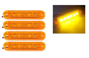 1 брой ЛЕД LED Оранжев Диоден Маркер Габарит Токос със 6 светодиода за камион ремарке бус ван каравана платформа 12V-24V