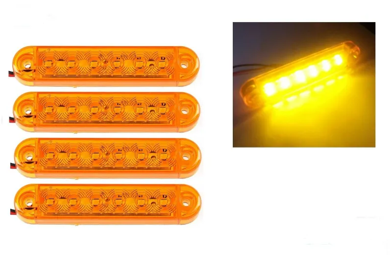 1 брой ЛЕД LED Оранжев Диоден Маркер Габарит Токос със 6 светодиода за камион ремарке бус ван каравана платформа 12V-24V - 0