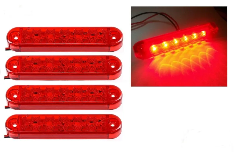 1 брой ЛЕД LED Червен Диоден Маркер Габарит Токос със 6 светодиода за камион ремарке бус ван каравана платформа 12V-24V - 0