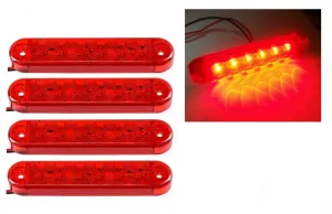 1 брой ЛЕД LED Червен Диоден Маркер Габарит Токос със 6 светодиода за камион ремарке бус ван каравана платформа 12V-24V