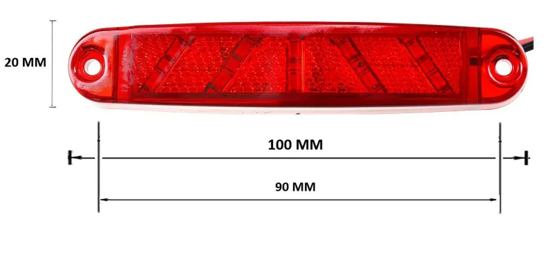 ЛЕД LED Червен Диоден Маркер Габарит Токос с 15 светодиода за камион ремарке бус ван каравана платформа 12V-24V - 0