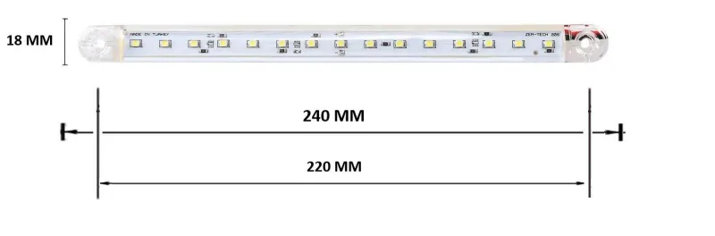 ЛЕД LED Бял Диоден Маркер Габарит Токос със 15 светодиода за камион ремарке бус ван каравана платформа 12V-24V - 0