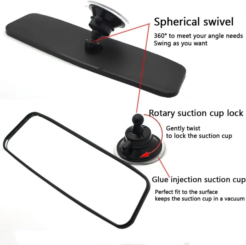 Интериорно огледало за автомобил за обратно виждане с вакуум 24 x 6cm - 0