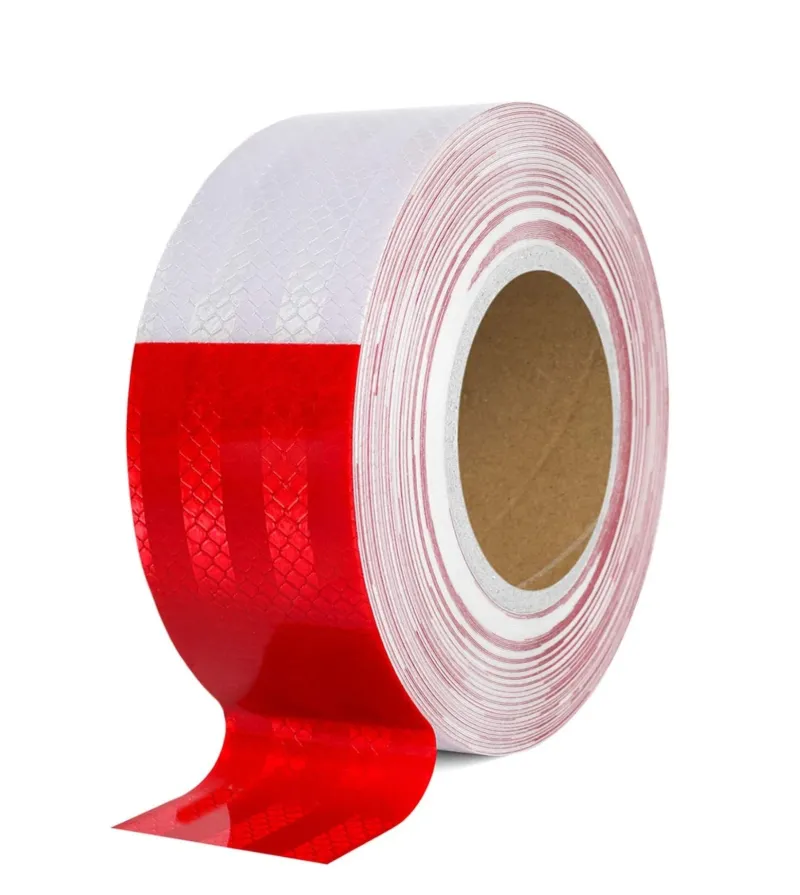 Светлоотразителна рефлекторна самозалепваща се лента фолио с висока фотометрична мощност 45,7 m x 5,5 cm червено - бяло - 0