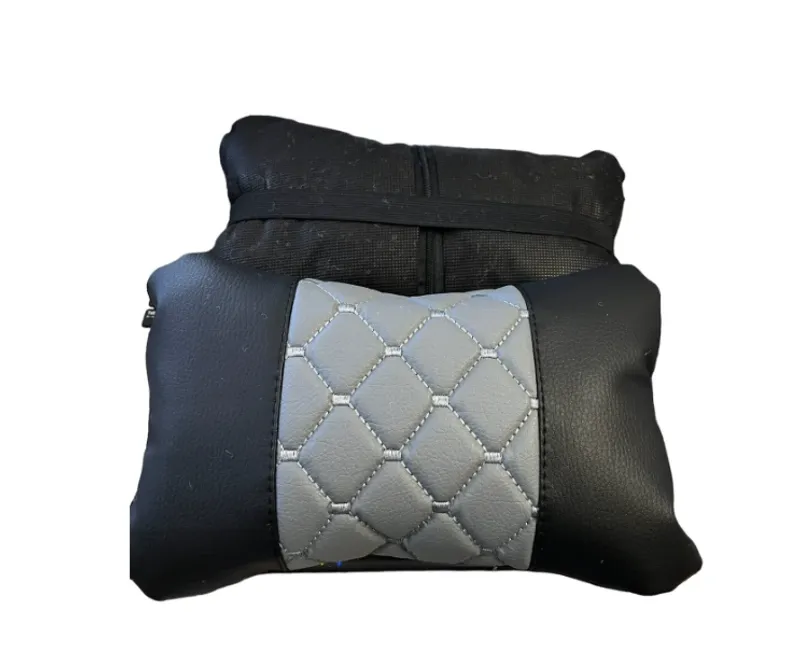 Комплект от 2 броя универсални възглавници авто възглавничка за врат за по-добър комфорт при дълъг път с автомобил сиво - черно - 0