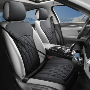 Комплект от 2 броя тапицерия, калъфи за автомобилни седалки, с джоб за съхранение и възглавници за предпазен колан, черни