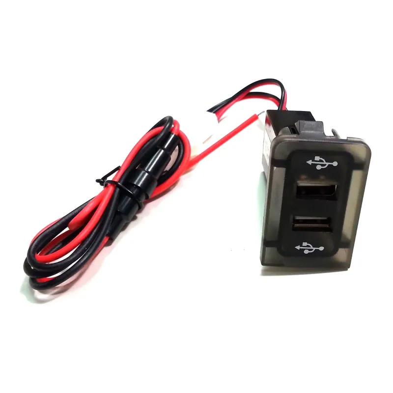 USB зарядно с два USB изхода за автомобил Голф 4/Бора 4 VW Golf 4 Bora 4 Червен Цвят - 0