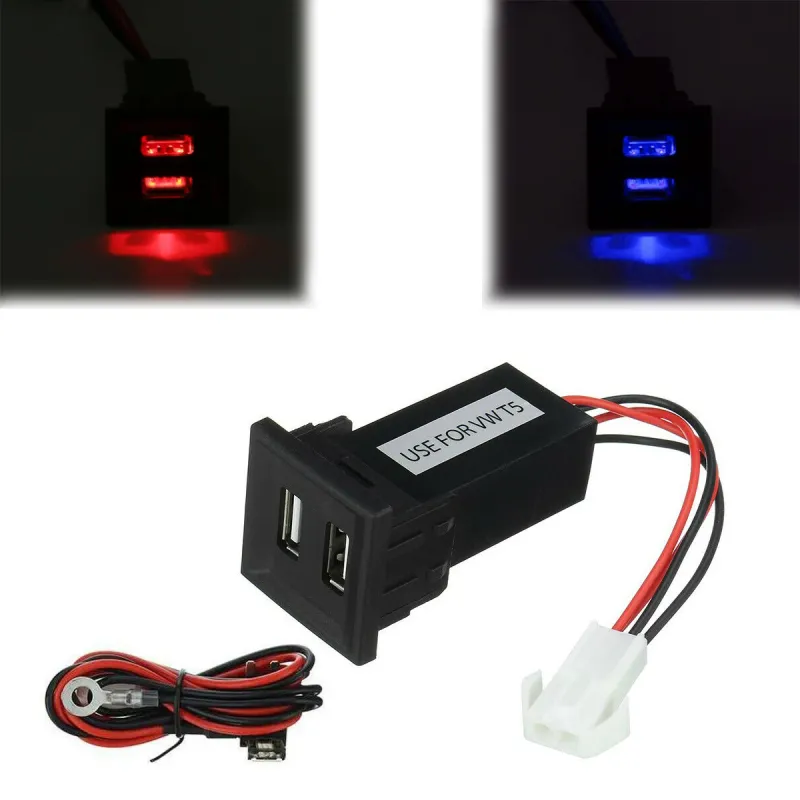 Двойно USB Зарядно за Вграждане за Volkswagen Фолксваген VW Transporter Транспортер Caravelle Каравел Т5 2003 - 2009 - 0