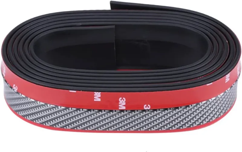 Универсален спойлер за броня и прагове карбон карбонов с червена лента 5см x 2.5м - 0