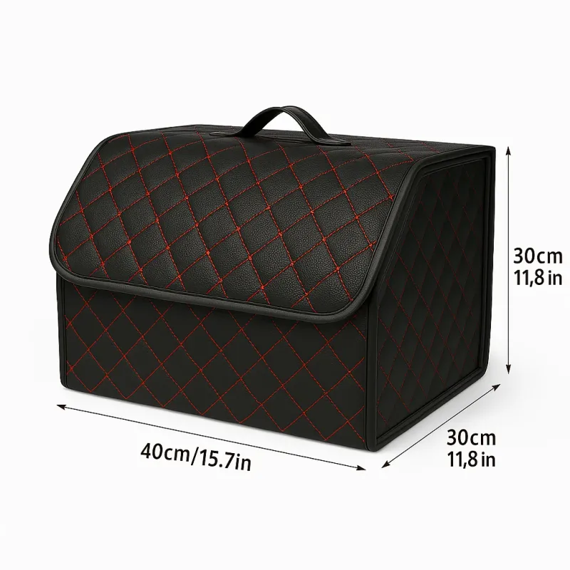 Луксозен кожен органайзер за багажник сгъваема кутия за съхранение 40x30x30 см - 0