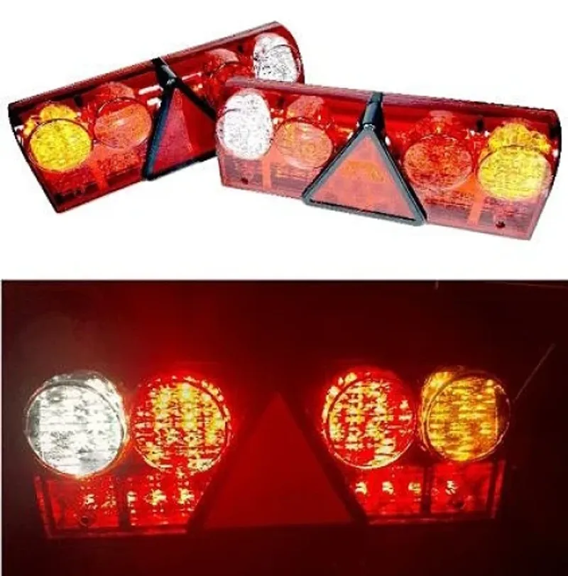 Комплект от 2 броя LED ЛЕД стопове мигач задна светлина 12v 24v за камион бус ТИР ремарке каравана 415 mm x 140 mm - 0