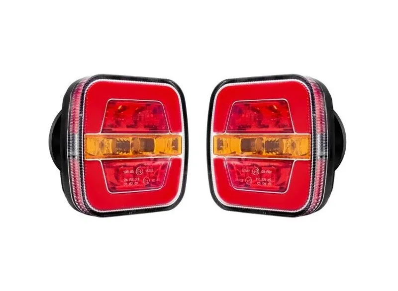 Комплект Безжични Преносими Диодни Лед Led Стопове Wireless с Магнит Неон Neon Ефект 12-24V 108mm х 102mm x 46mm E9 за Ремарке Каравана Платформа и др. - 0