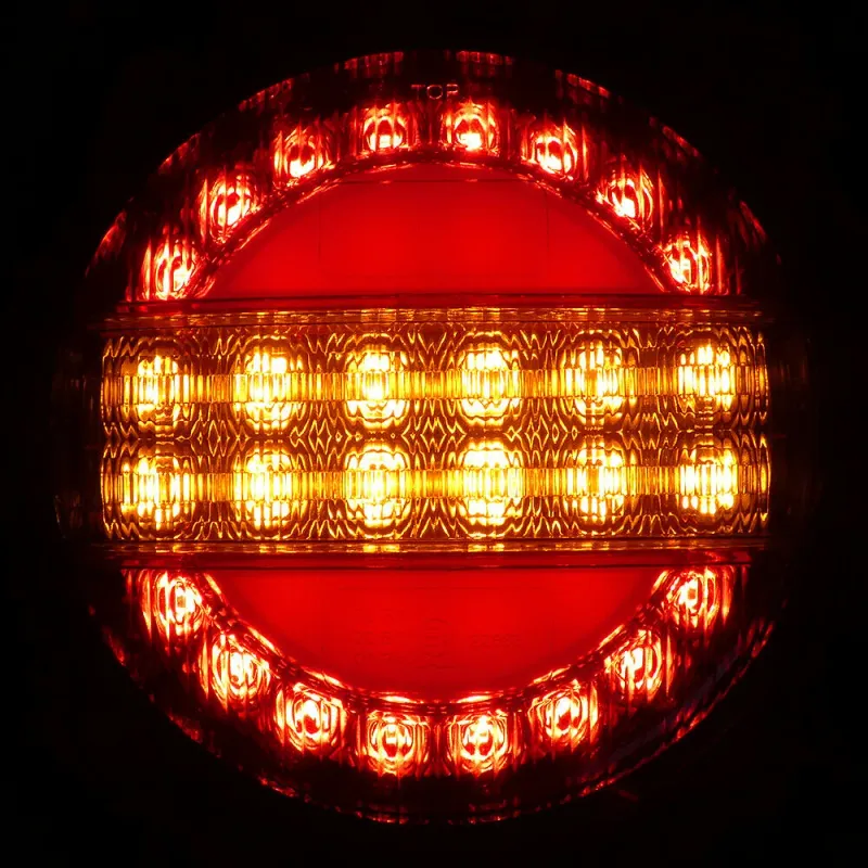 Комплект 2 Броя LED Лед Диоден Стоп Тип Хамбургер Бягащ Диниамичен Мигач, Ефект Неон Ø14cm, 12V-24V, За Камион, Ремарке, Бус , Каравана, Кемпер - 0