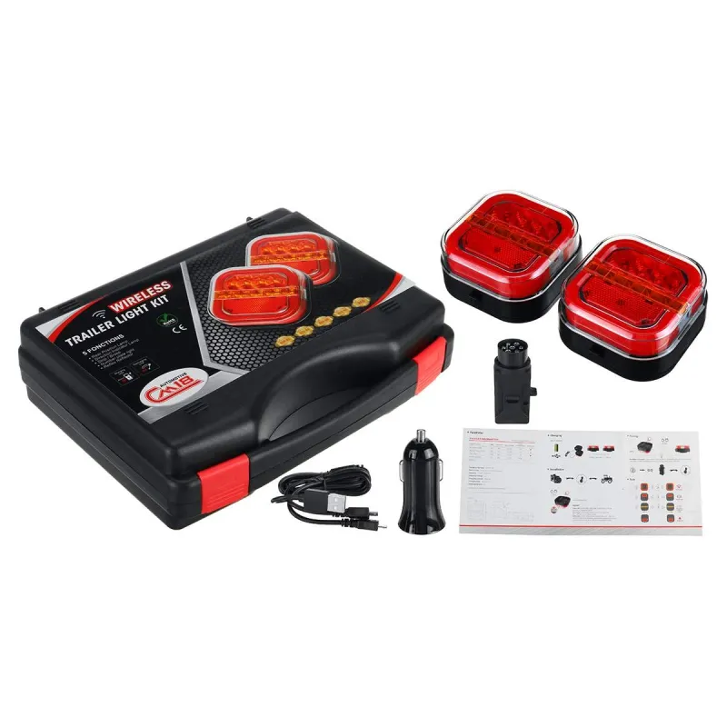 Комплект Безжични Диодни Лед Led Стопове Wireless С Магнит Неон Neon Ефект 12V-24V за Ремарке Каравана Платформа и др. - 0