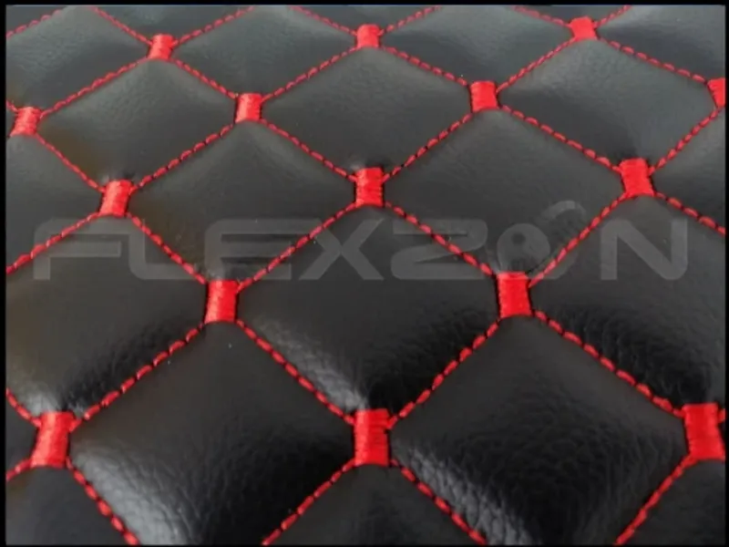 Черни с Червен Шев Кожени Стелки За МАН ТГХ MAN TGX, Автоматик, Голяма Кутия, Едно Чекмедже, Еко Кожа, Капитонирани, Лукс Качество - 0