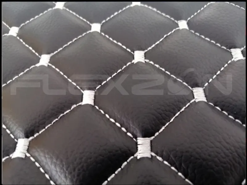 Черни с Бял Шев Кожени Стелки За Мерцедес Актрос МП4 Mercedes Actros MP4 , Автоматик, Равен Под, Еко Кожа, Капитонирани, Лукс Качество - 0