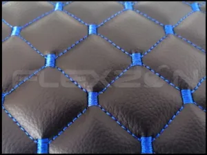 Черни Със Син Шев Кожени Стелки За Рено Т Renault T , Автоматик, Равен Под, Еко Кожа, Лукс Качество