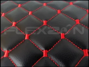 Черни с Червен Шев Кожени Стелки За Волво ФХ4 Volvo FH4, Автоматик, Еко Кожа, Капитонирани, Лукс Качество