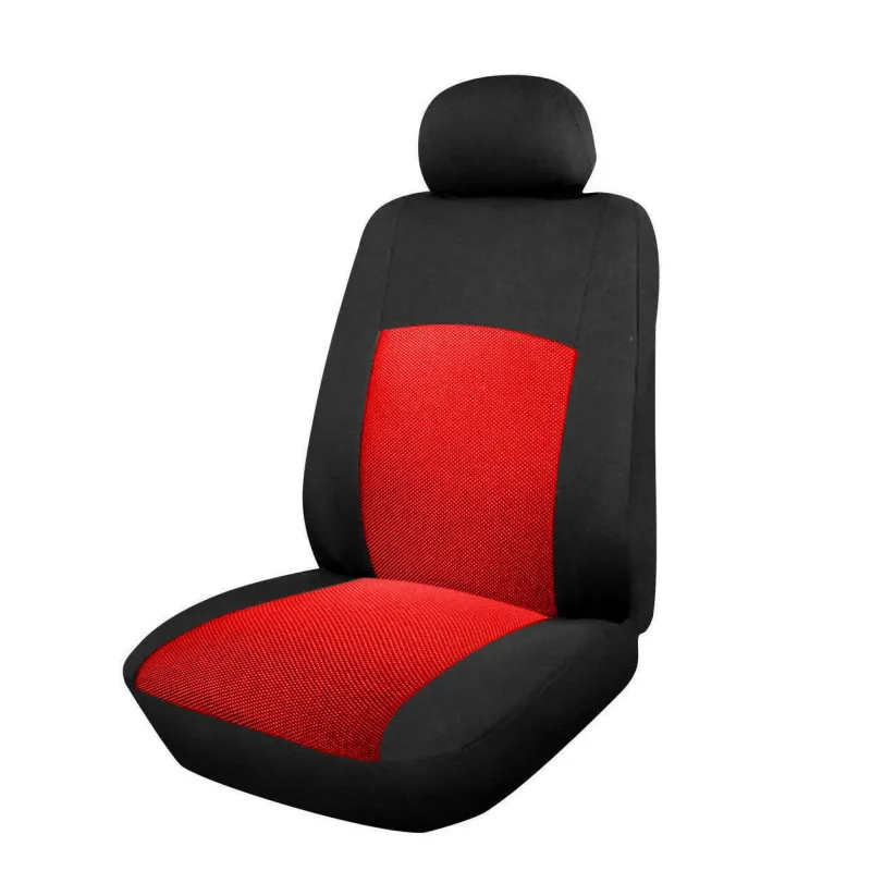 Пълен комплект авто тапицерия калъфи за седалки за Dacia Logan I 2004-2012, Dacia Logan II 2012+, червено-черно - 0