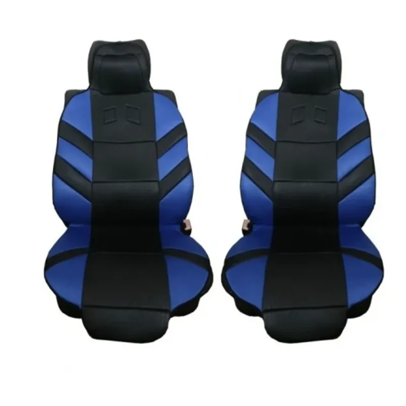 1 + 1 Универсални калъфи, тапицерия за предни седалки, Масажор, високо качествен текстилен материал, Сньо-Черно, Син - 0