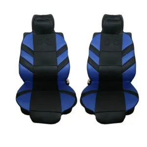 1 + 1 Универсални калъфи, тапицерия за предни седалки, Масажор, високо качествен текстилен материал, Сньо-Черно, Син