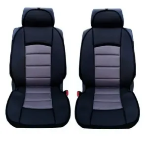 1 + 1 Универсални калъфи, тапицерия за предни седалки, Масажор, високо качествен текстилен материал, Сиво-Черно