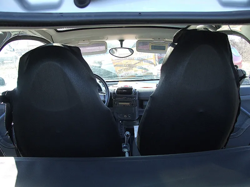 1+1 Калъфи за предни седалки, тапицерия за автомобил Smart Fortwo Смарт Форту, текстил черно - 0