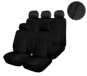 Универсална Авто тапицерия ,калъфи за седалки, пълен комплект за автомобил ,9 части Черно
