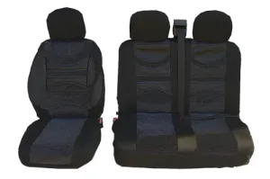 2+1 комплект универсални калъфи / тапицерия  Premium 1  за бус с опора в лумбалната област - еко кожа и текстил - черно