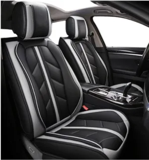 1 + 1 Комплект от 2 броя Универсална Авто Тапицерия Еко Кожа Лукс Sport Сиво-Черно