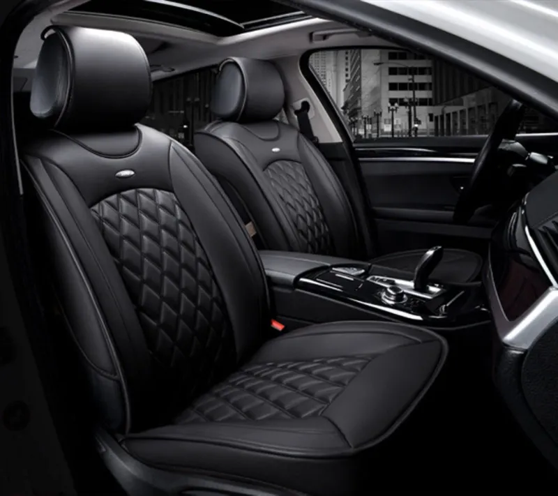 1 + 1 Комплект от 2 броя Универсална Кожена Тапицерия Калъфи За Предни Седалки Черно - 0