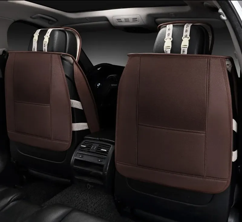 1+1 Комплект от 2 броя Универсална Кожена Тапицерия Калъфи За Предни Седалки Кафява - 0