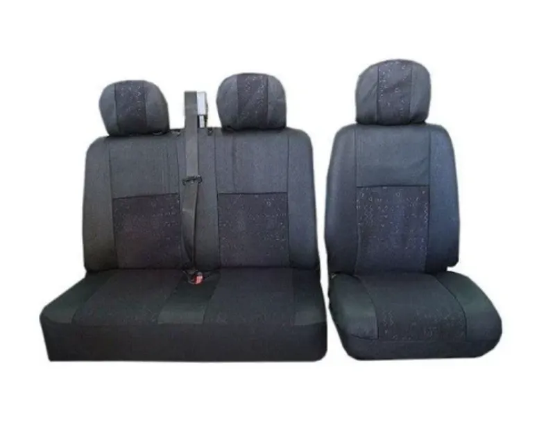 2+1 комплект универсални калъфи тапицерия за бус и микробус - Transit, Sprinter, Movano, Master, Crafter, Transporter, LT, Boxer, Jumper - черни - 0