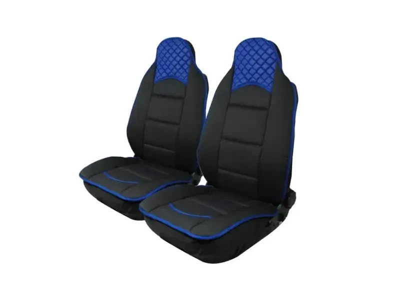 Авто Тапицерия Калъфи за Предни Седалки - Синьо и Черно - Еко Кожа и Текстил - 0