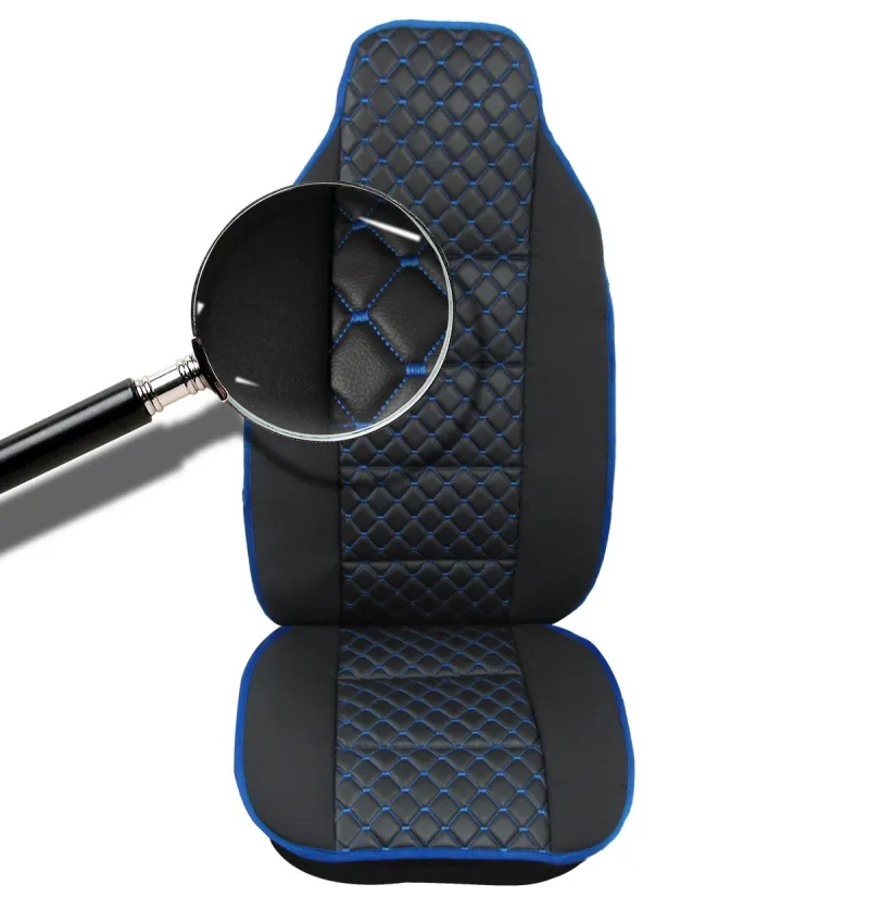 Универсална Тапицерия - Калъф За Седалка За Камион - Черно-Син Конец - Man Daf Scania Volvo - 0