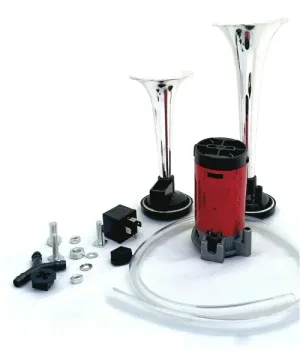 Тромба Клаксон Сирена Двоина с компресор хром за 12V кола камион бус автомобил