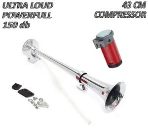 Тромба клаксон единична с компресор 12V за автомобили джипове бусове ТИР - 43 см