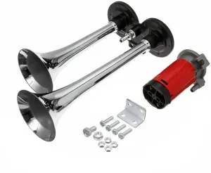 Тромба клаксон сирена въздушна двойна с компресор 12V за кола камион бус и др.