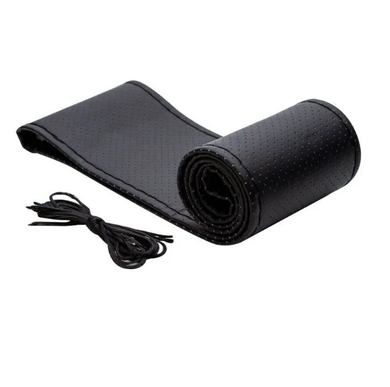 Перфориран кожен калъф за волан тип заший си сам, Размер М, С Игла И Конец - 0