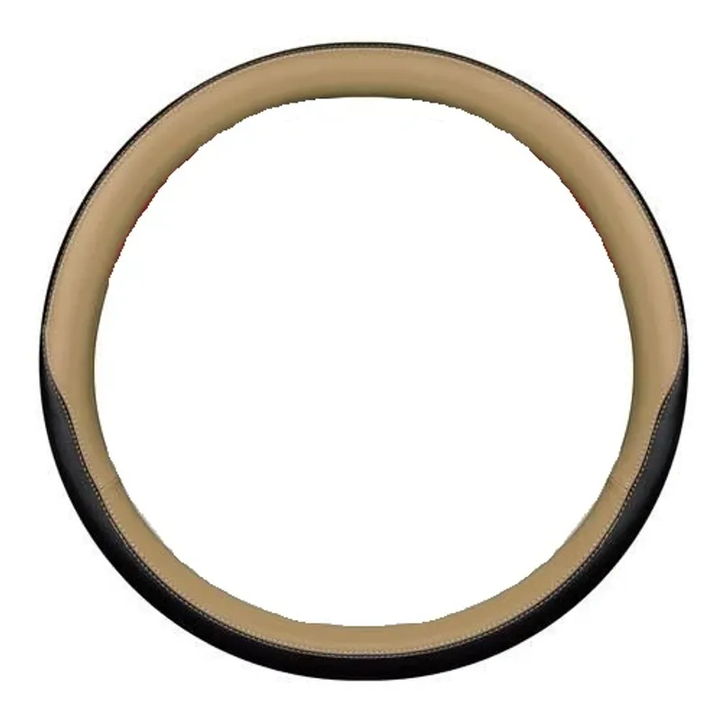 Универсален калъф за волан от еко кожа бежов - черен за камион 44-46cm - 0